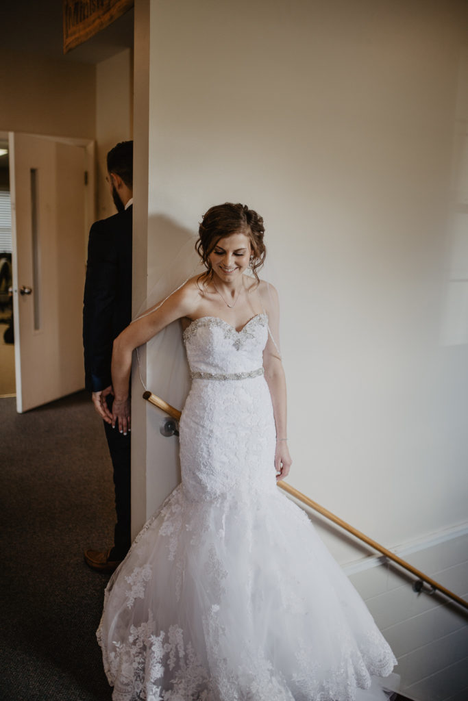 Bride and groom do a not first look, first look