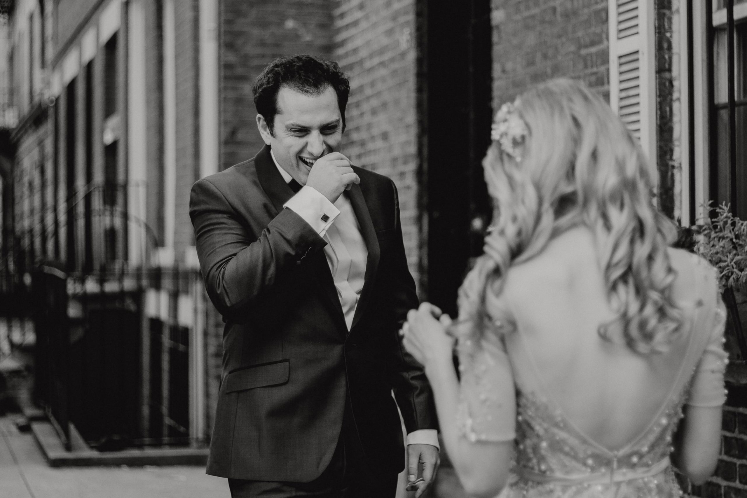 Bride and groom first look during their new york city wedding taken by Jessy Herman Photo