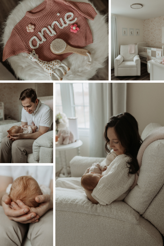 Collage of images from a newborn session taken by Buffalo photographer Jessy Herman Photo