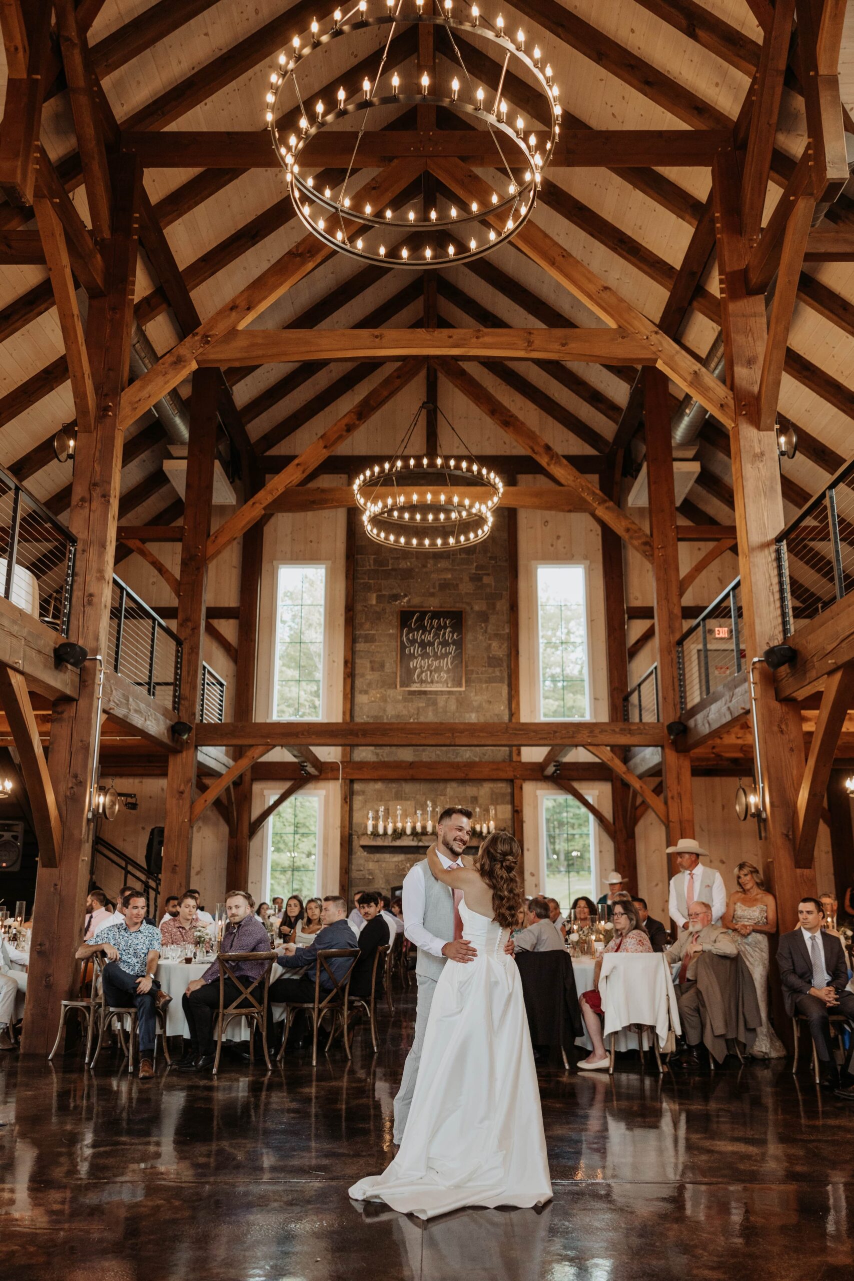 Bride and Groom share their first dance at Notting Hill Farm Wedding Venue